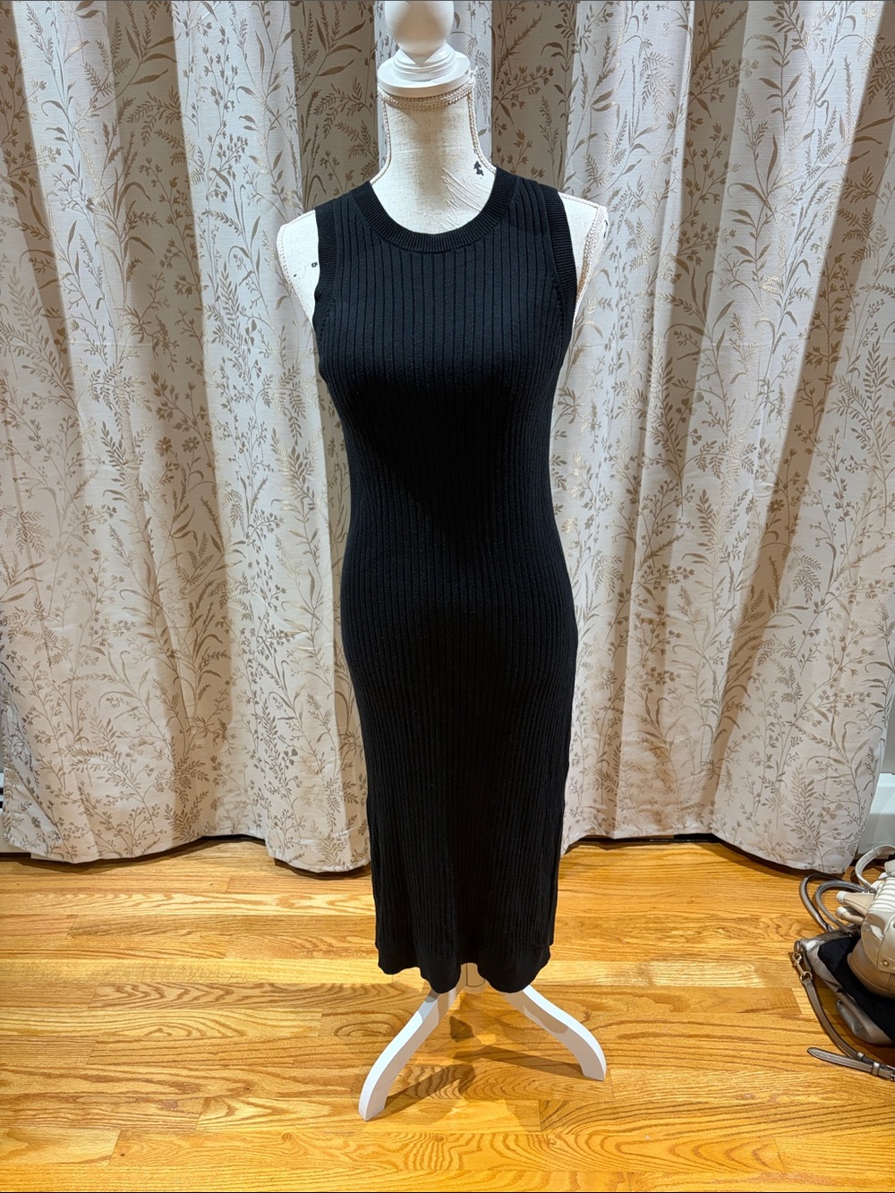 Banana Republic Black Sleeveless Ribbed Maxi Dress